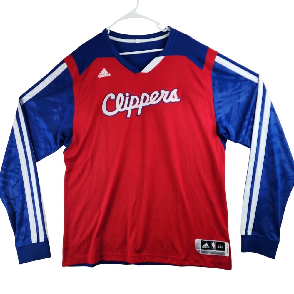VTG LA Clippers Adidas NBA Shooting Shirt Mens 4XL Red Blue Warmup Jersey